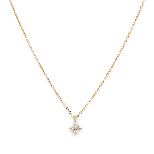 45cm Cubic Zirconia Flower Necklace in 9kt Yellow Gold Pendants Bevilles 