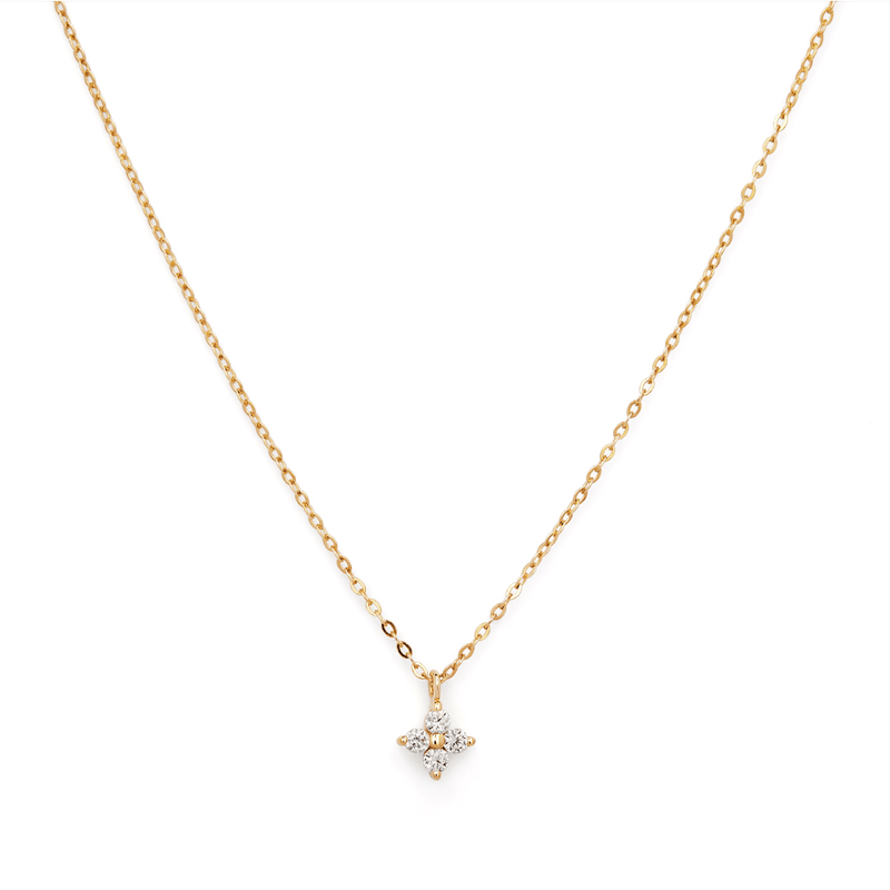 45cm Cubic Zirconia Flower Necklace in 9kt Yellow Gold Pendants Bevilles 