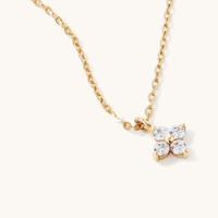 45cm Cubic Zirconia Flower Necklace in 9kt Yellow Gold Pendants Bevilles 