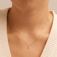45cm Cubic Zirconia Flower Necklace in 9kt Yellow Gold Pendants Bevilles 