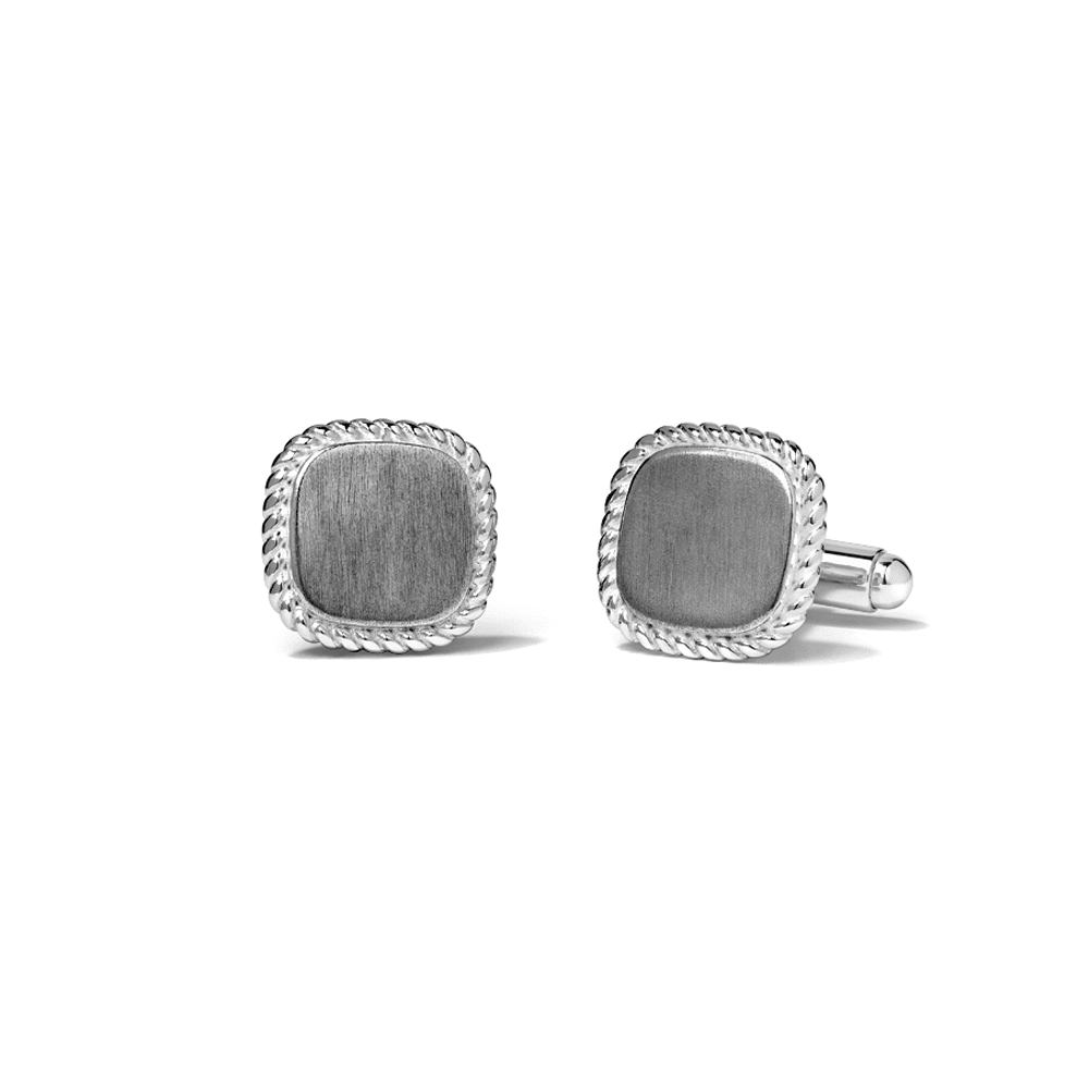 Rope-Edge Square Cufflinks in Sterling Silver Accessories Bevilles 