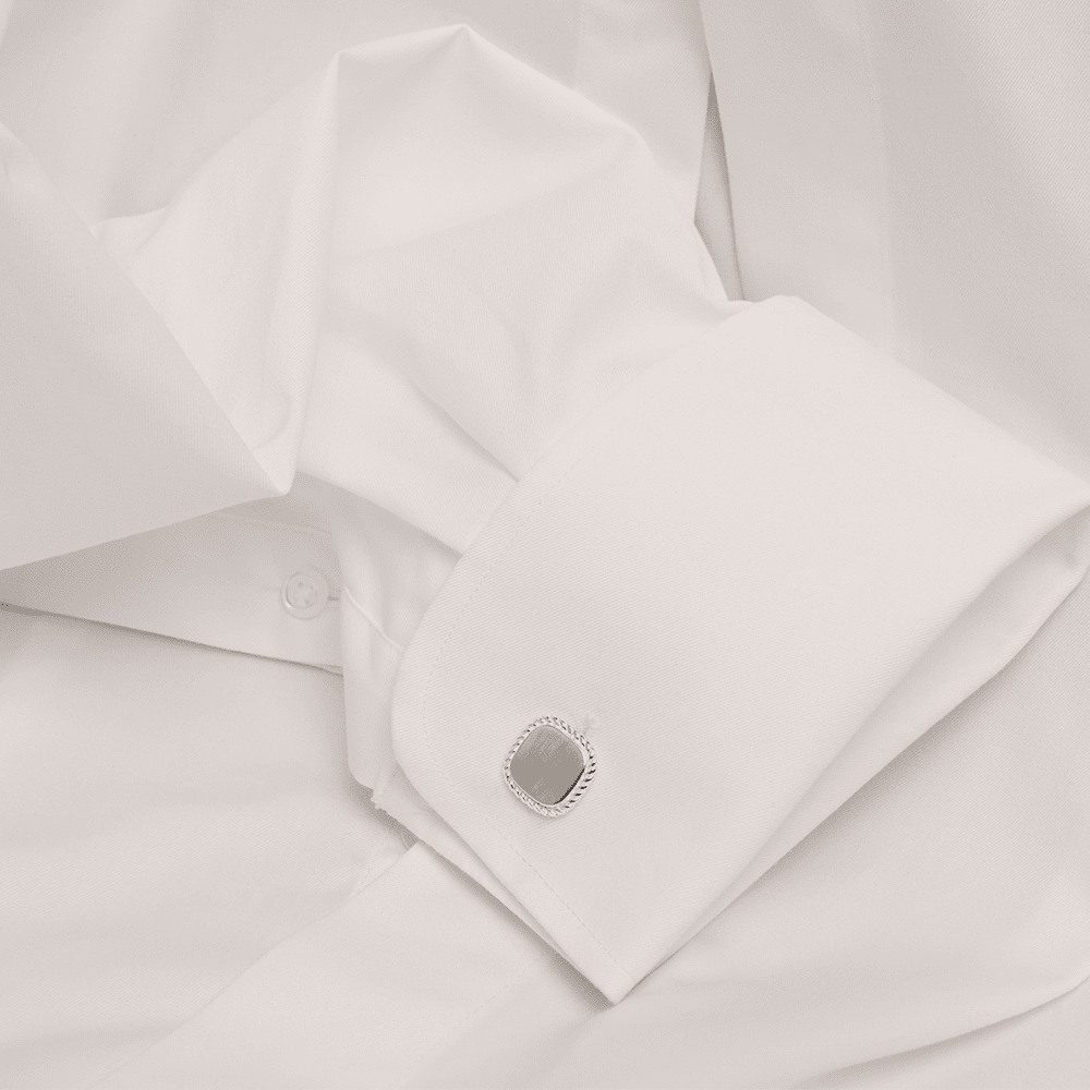 Rope-Edge Square Cufflinks in Sterling Silver Accessories Bevilles 