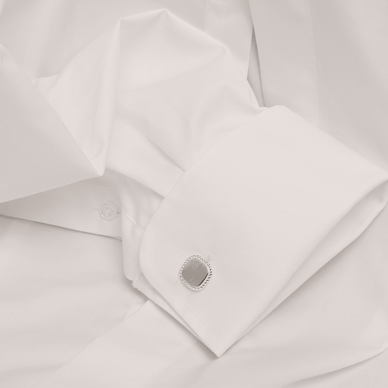Rope-Edge Square Cufflinks in Sterling Silver Accessories Bevilles 
