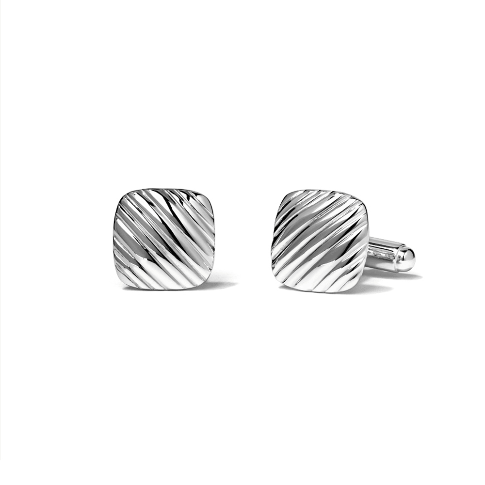 Ripple Textured Cufflinks in Sterling Silver Accessories Bevilles 