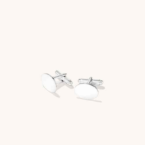 Polished Oval Cufflinks in Sterling Silver Accessories Bevilles 
