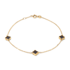 19cm Onyx Clover Station Bracelet in 9kt Yellow Gold Bracelets Bevilles 