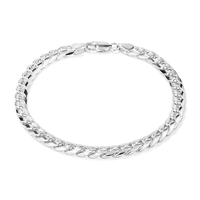 23cm 6mm Width Curved Curb Bracelet in Sterling Silver Bracelets Bevilles 