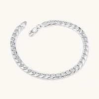 23cm 6mm Width Curved Curb Bracelet in Sterling Silver Bracelets Bevilles 