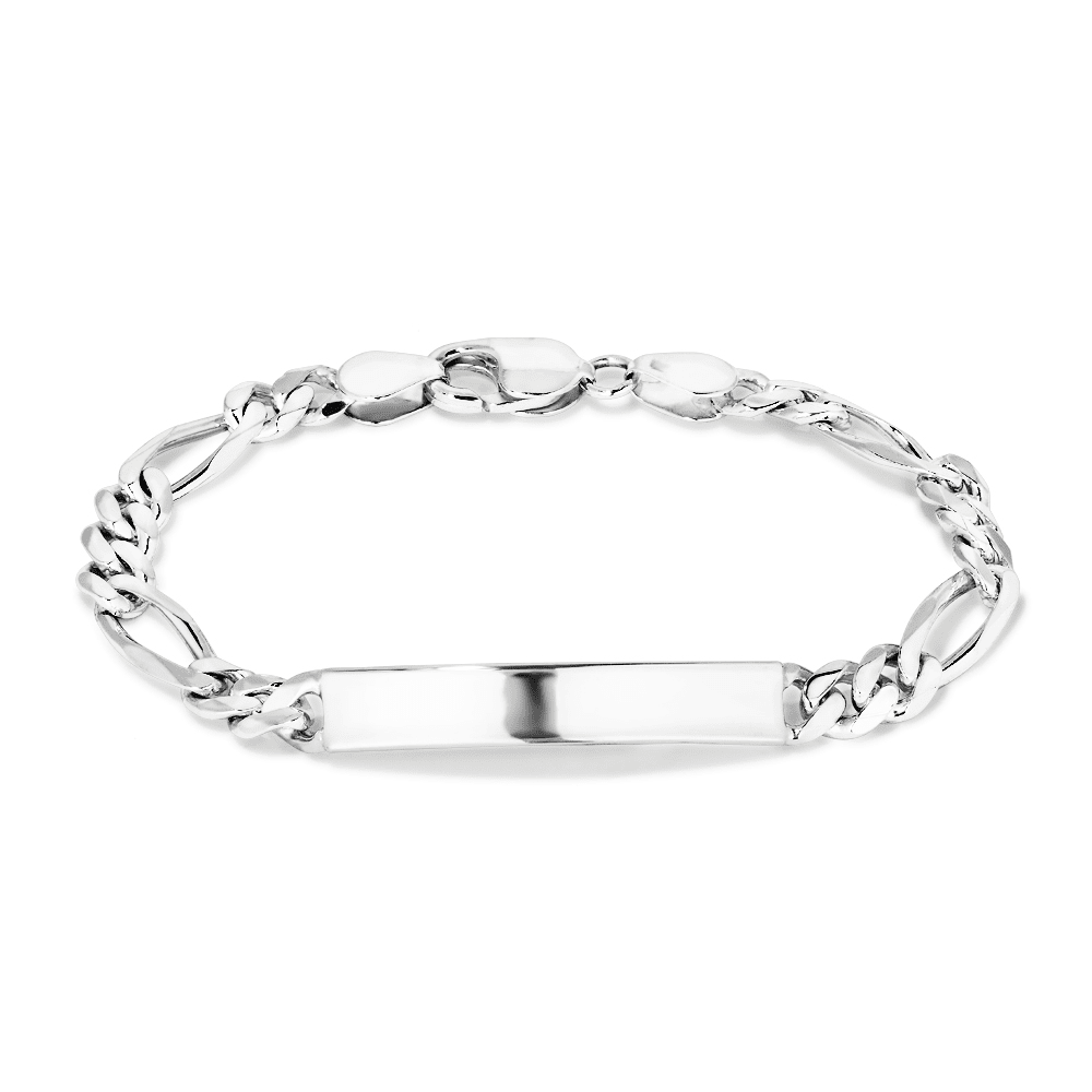23cm ID Figaro Bracelet in Sterling Silver Bracelets Bevilles 
