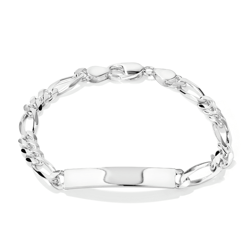 23cm ID Figaro Bracelet in Sterling Silver Bracelets Bevilles 