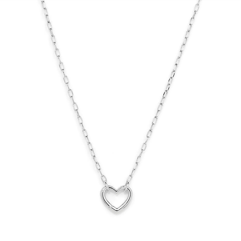 45cm Heart Clasp Paperclip Necklace in Sterling Silver Necklaces Bevilles 