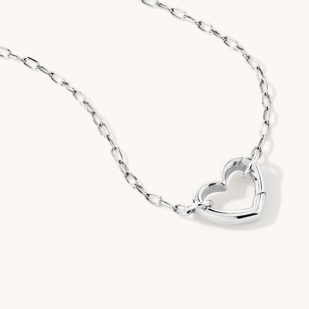 45cm Heart Clasp Paperclip Necklace in Sterling Silver Necklaces Bevilles 
