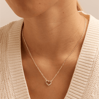 45cm Heart Clasp Paperclip Necklace in Sterling Silver Necklaces Bevilles 