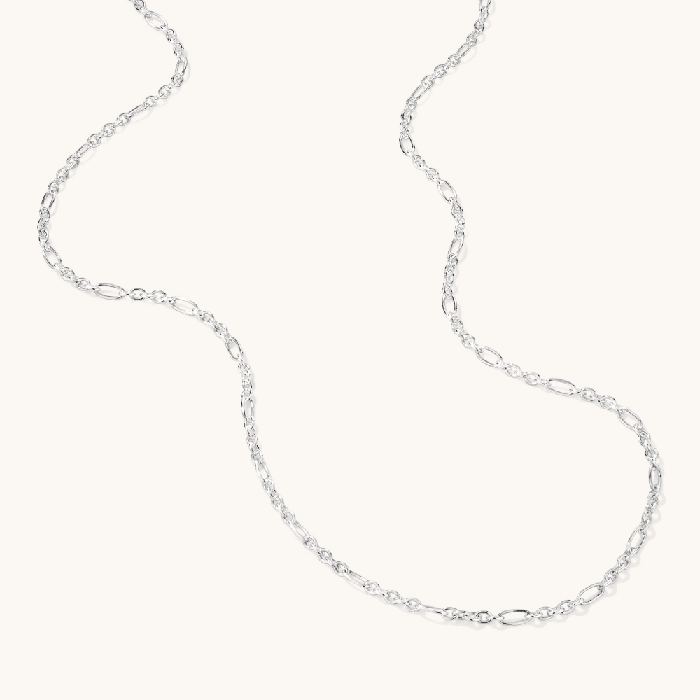 50cm 2mm Width Figaro Chain in Sterling Silver Necklaces Bevilles 