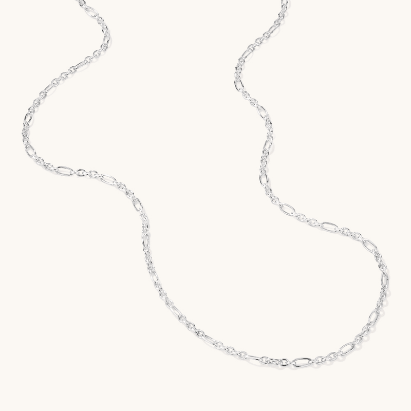 50cm 2mm Width Figaro Chain in Sterling Silver Necklaces Bevilles 