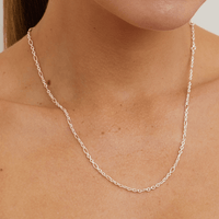 50cm 2mm Width Figaro Chain in Sterling Silver Necklaces Bevilles 