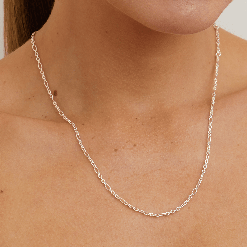 50cm 2mm Width Figaro Chain in Sterling Silver Necklaces Bevilles 