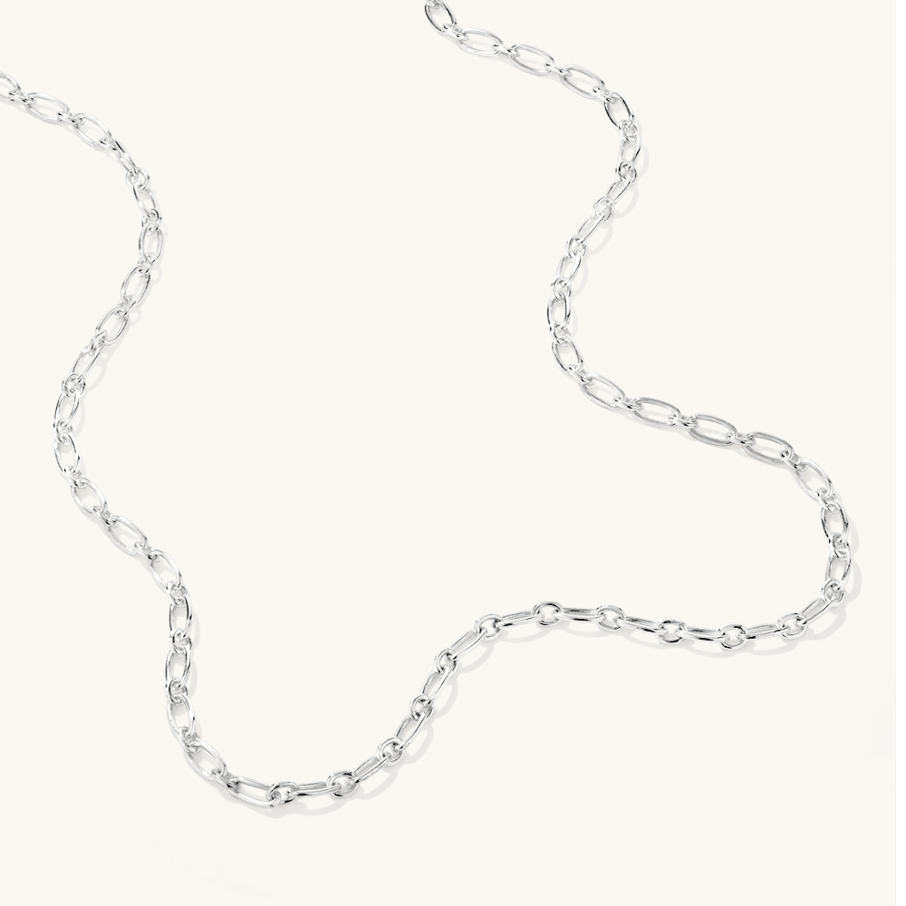 50cm 3mm Width Figaro Paperclip Chain in Sterling Silver Necklaces Bevilles 