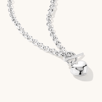 45cm T-Bar Heart Pendant Belcher Necklace in Sterling Silver Necklaces Bevilles 