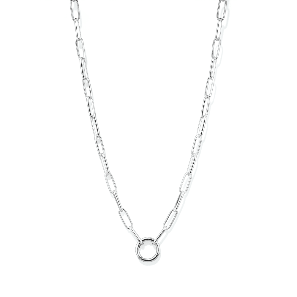 45cm 4mm Width O-Ring Paperclip Chain Necklace in Sterling Silver Necklaces Bevilles 