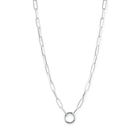 45cm 4mm Width O-Ring Paperclip Chain Necklace in Sterling Silver Necklaces Bevilles 