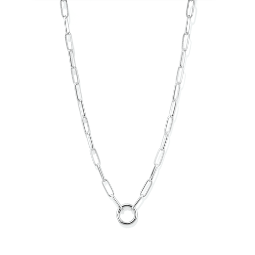 45cm 4mm Width O-Ring Paperclip Chain Necklace in Sterling Silver Necklaces Bevilles 