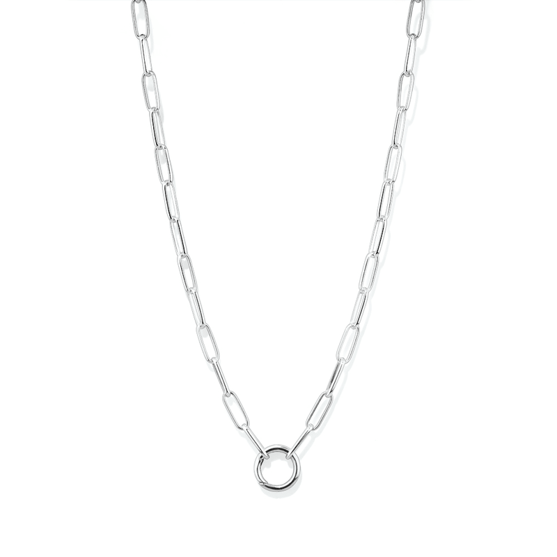 45cm 4mm Width O-Ring Paperclip Chain Necklace in Sterling Silver Necklaces Bevilles 
