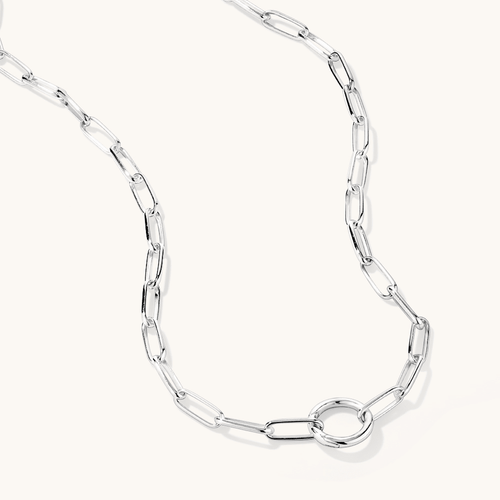 45cm 4mm Width O-Ring Paperclip Chain Necklace in Sterling Silver Necklaces Bevilles 
