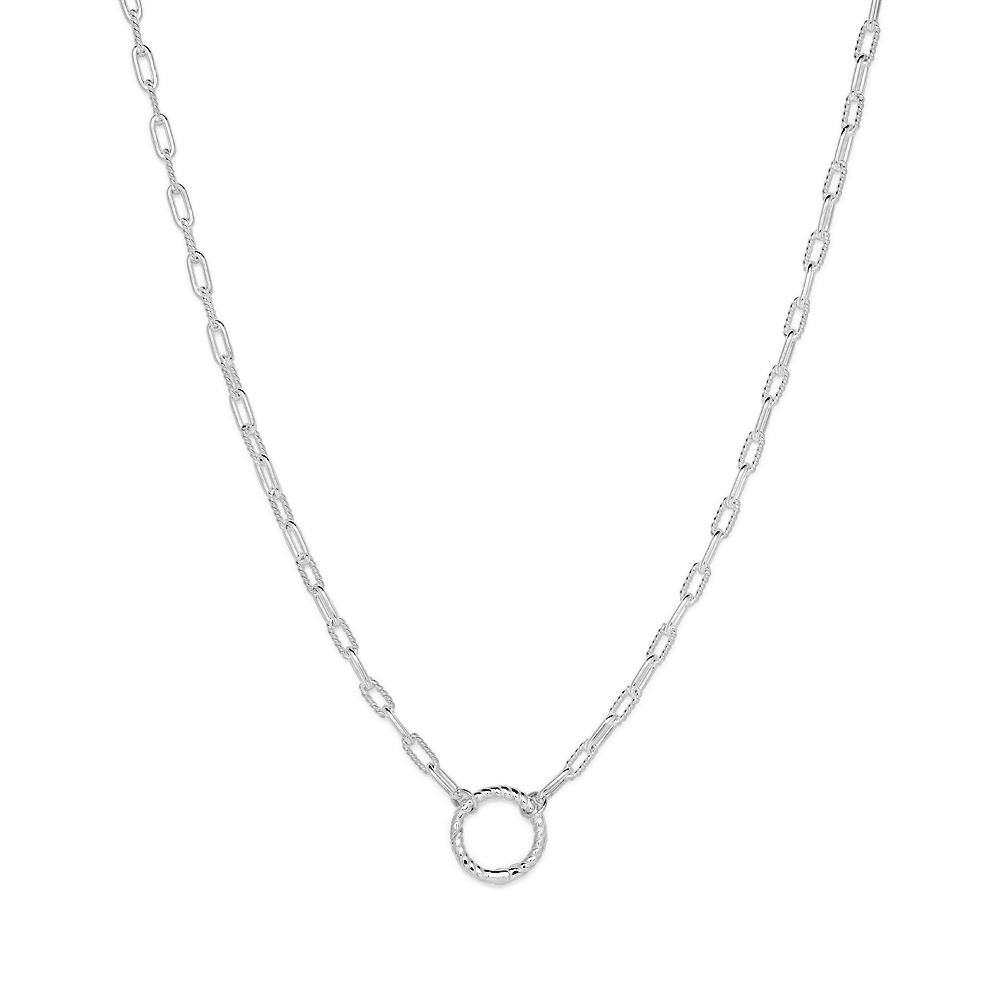 45cm Rope O Ring Paperclip Chain Necklace in Sterling Silver Necklaces Bevilles 
