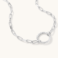45cm Rope O Ring Paperclip Chain Necklace in Sterling Silver Necklaces Bevilles 
