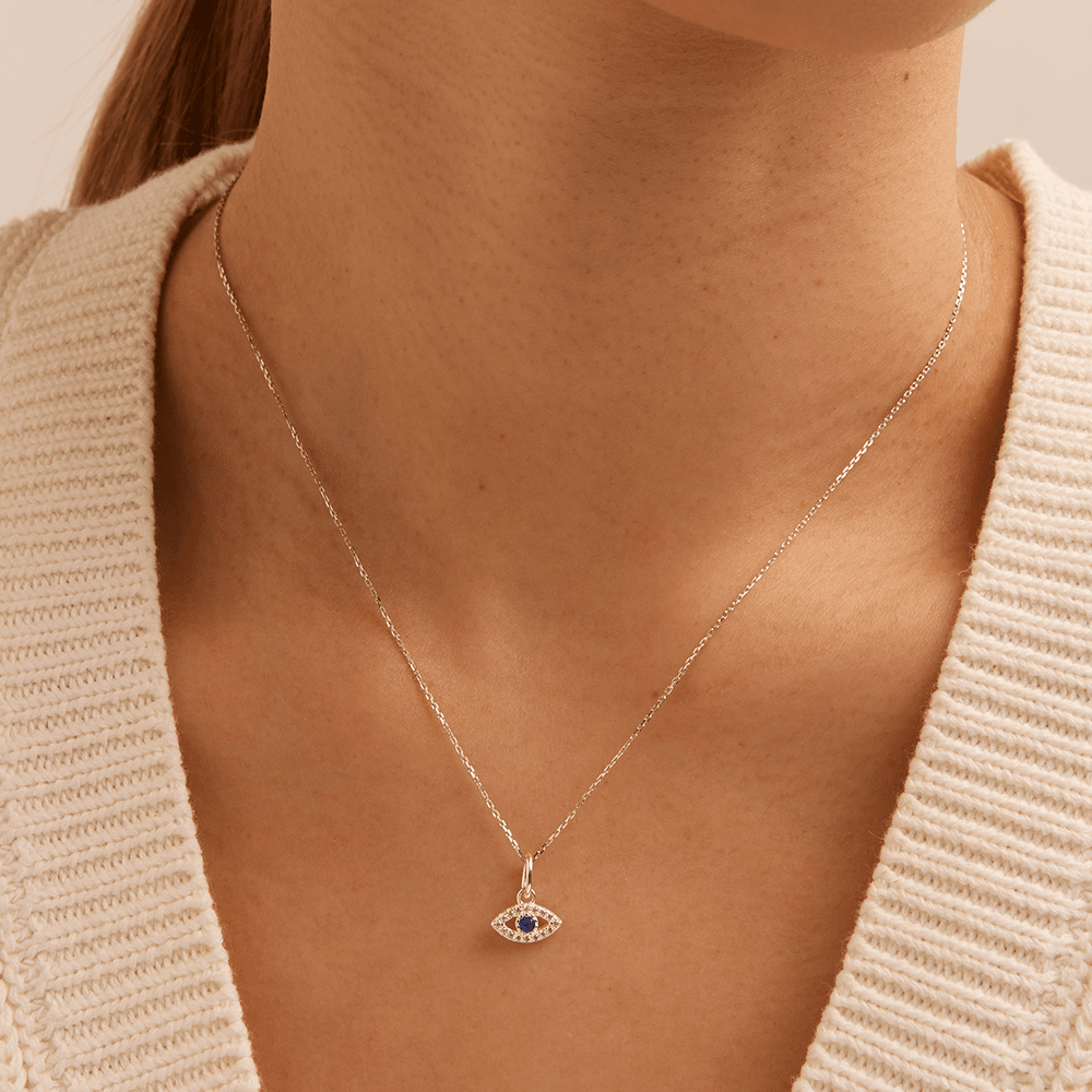 Cubic Zirconia Evil Eye Pendant in Sterling Silver Pendants Bevilles 