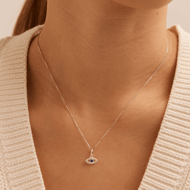 Cubic Zirconia Evil Eye Pendant in Sterling Silver Pendants Bevilles 