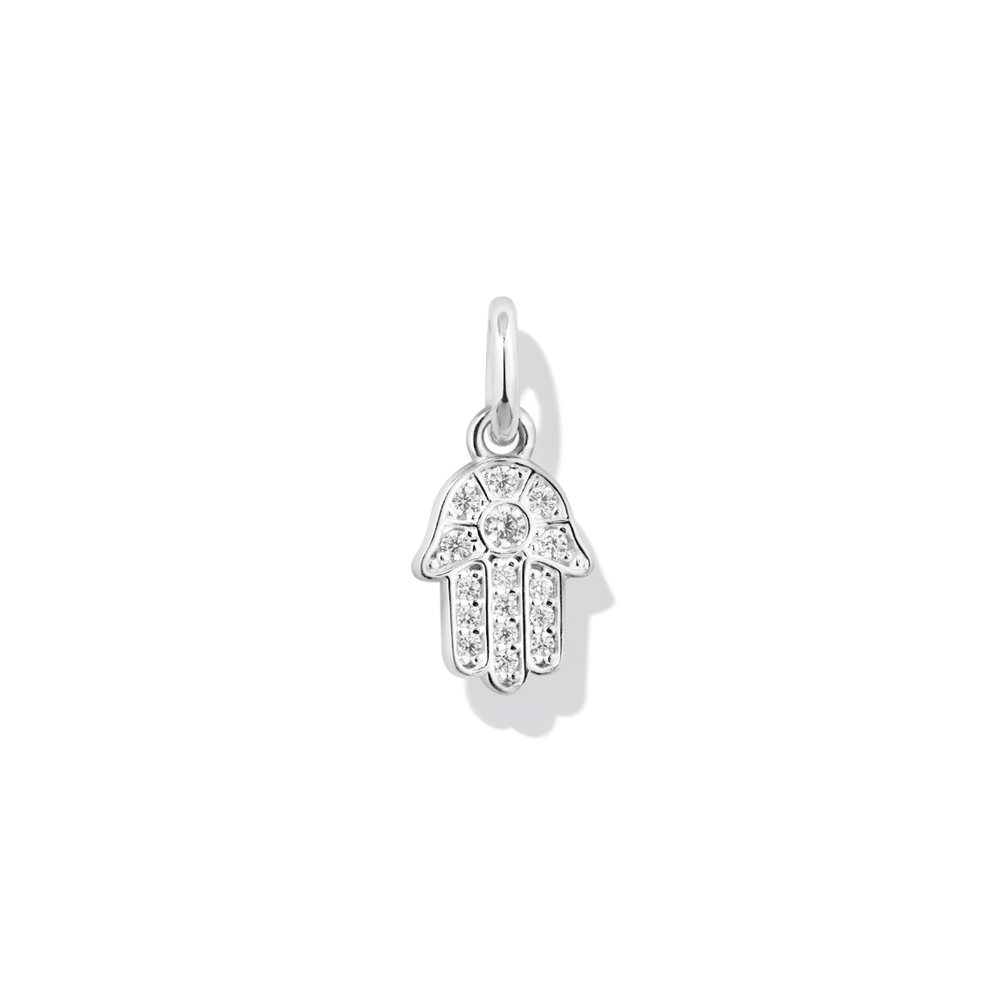 Hamsa Cubic Zirconia Pendant in Sterling Silver Pendants Bevilles 