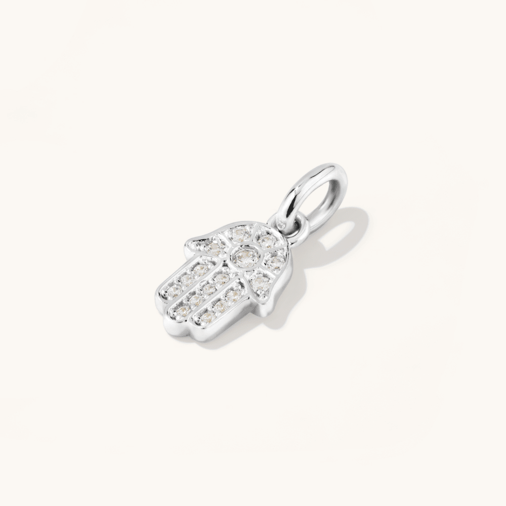 Hamsa Cubic Zirconia Pendant in Sterling Silver Pendants Bevilles 
