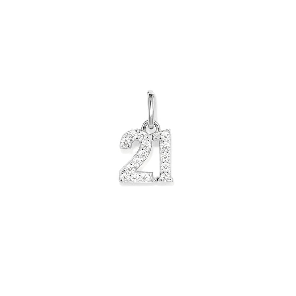 Cubic Zirconia Twenty-One Pendant in Sterling Silver Pendants Bevilles 