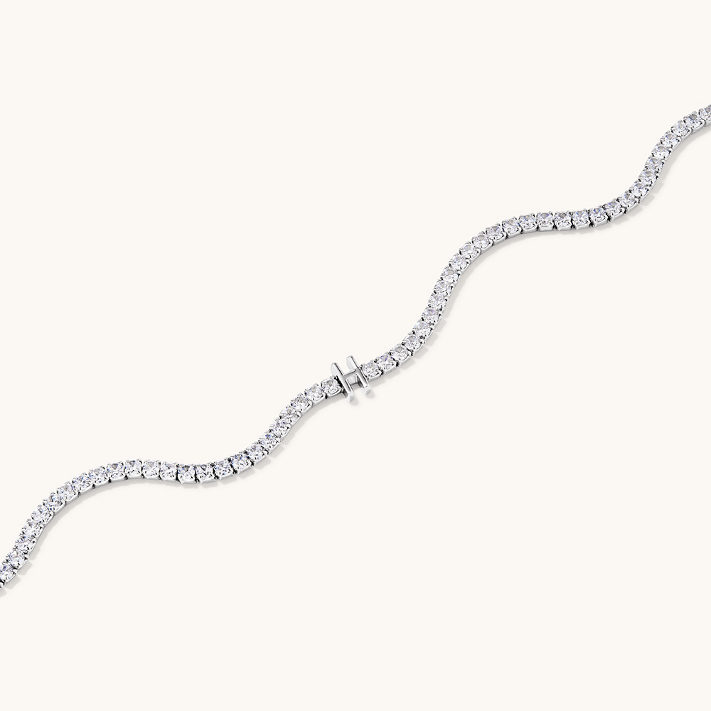 20cm Initial H Cubic Zirconia Tennis Bracelet in Sterling Silver Bracelets Bevilles 