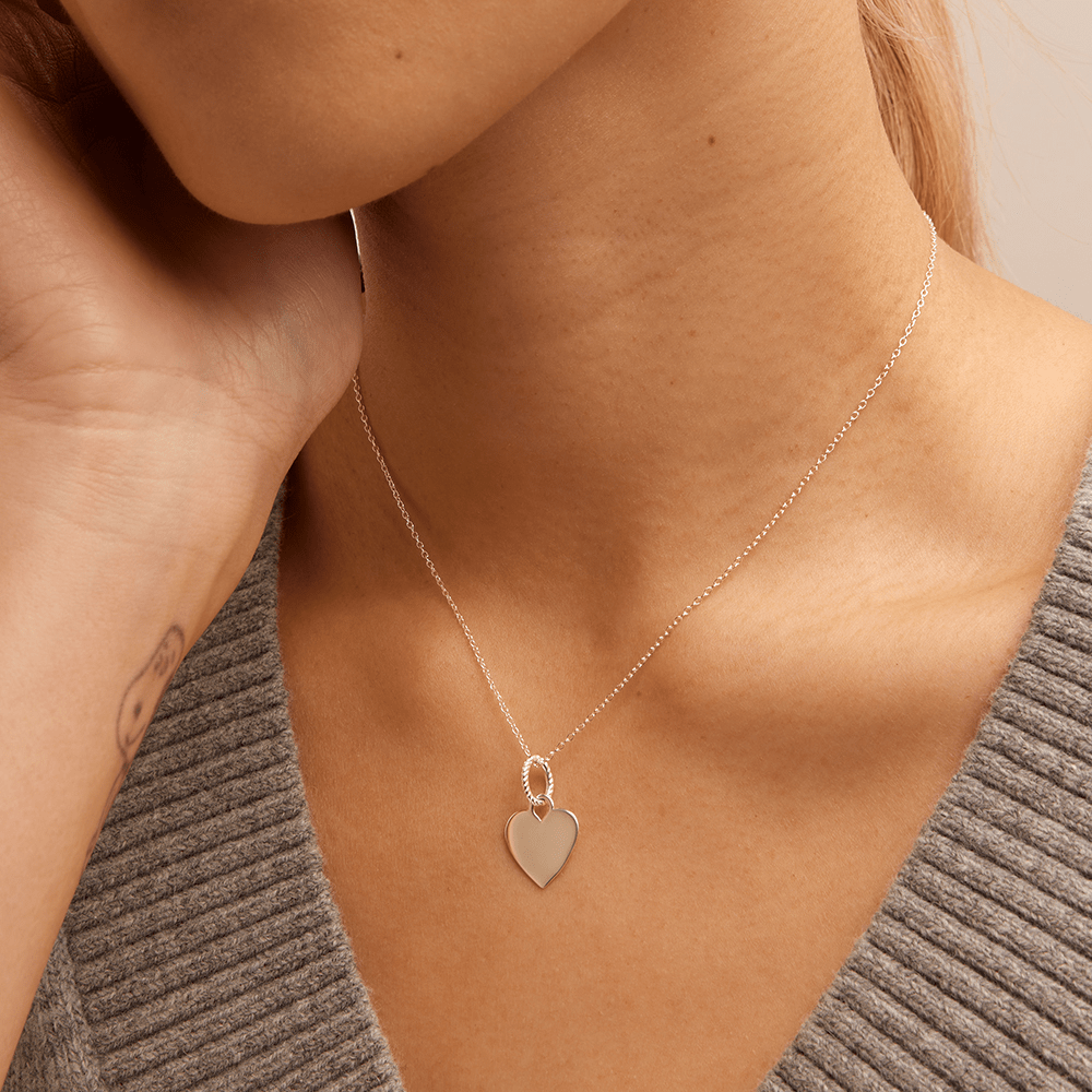 50cm Heart Pendant Necklace in Sterling Silver Pendants Bevilles 