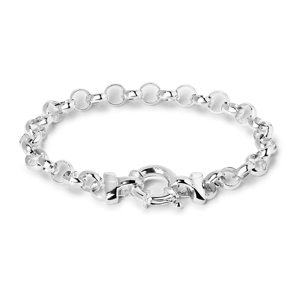 19cm Bolt Ring Belcher Bracelet in Sterling Silver Bracelets Bevilles 