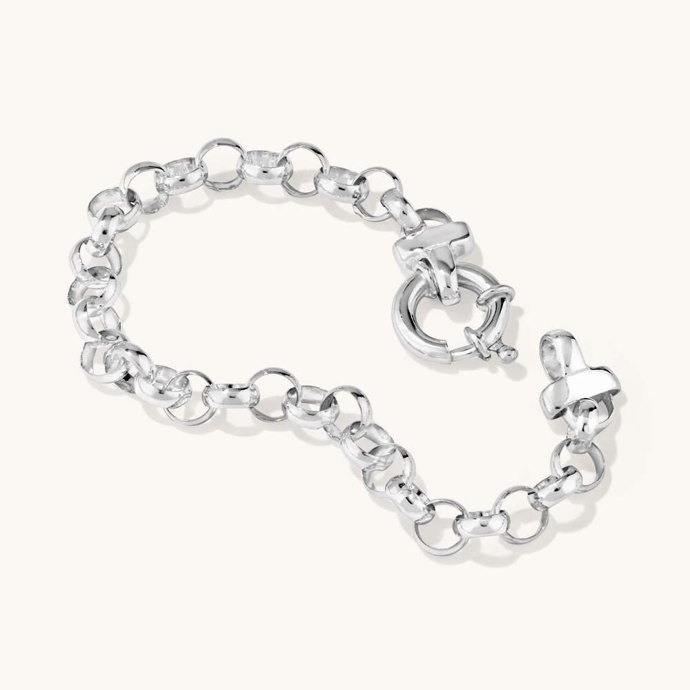 19cm 7mm Width Bolt Ring Belcher Bracelet in Sterling Silver Bracelets Bevilles 