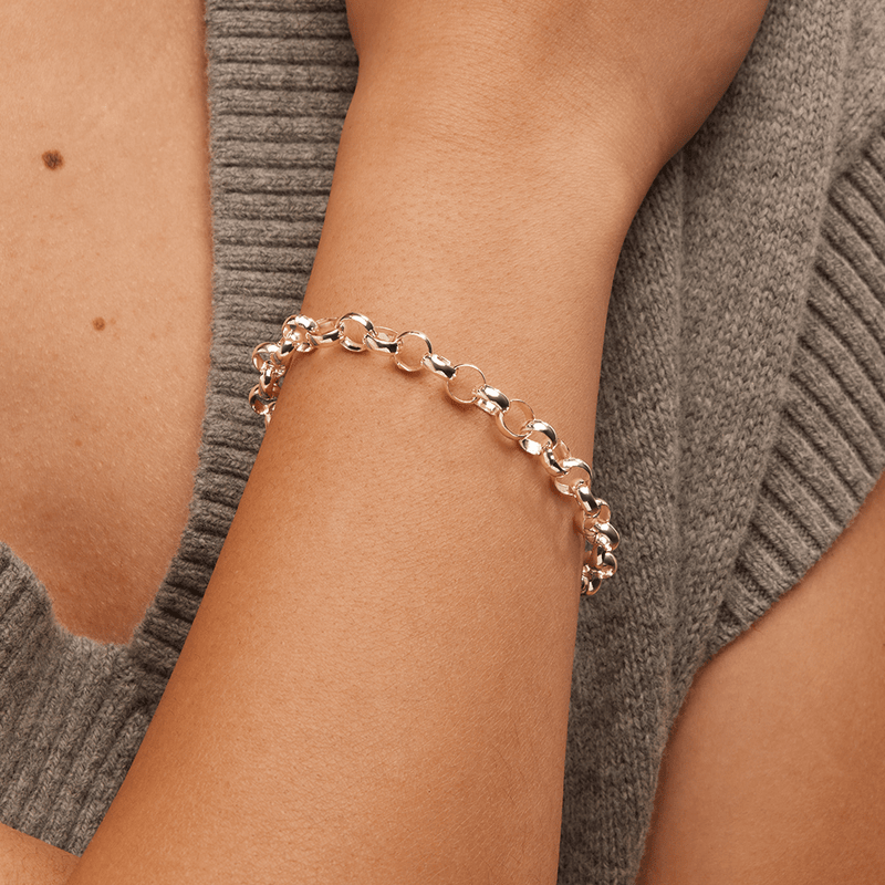 19cm Bolt Ring Belcher Bracelet in Sterling Silver Bracelets Bevilles 