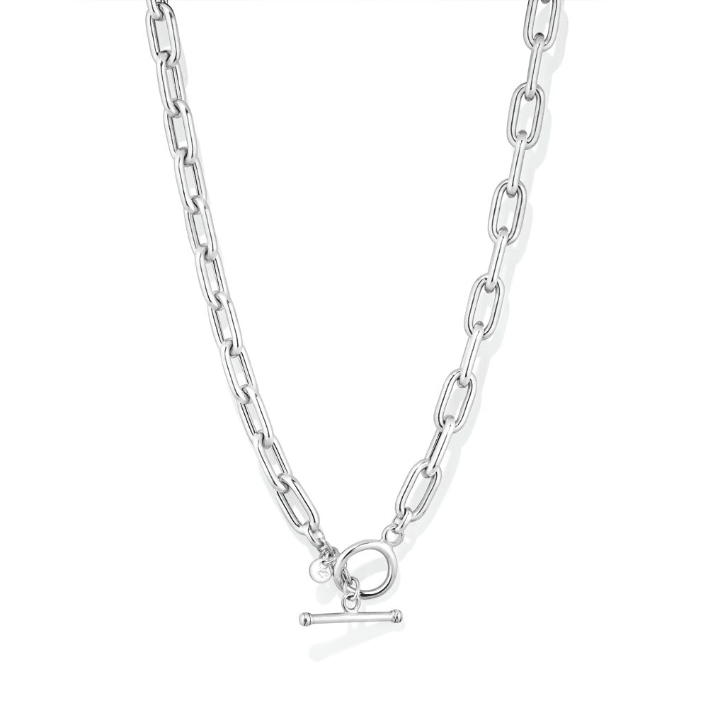 45cm 8mm Width T-Bar Paperclip Necklace in Sterling Silver Necklaces Bevilles 