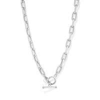 45cm 8mm Width T-Bar Paperclip Necklace in Sterling Silver Necklaces Bevilles 