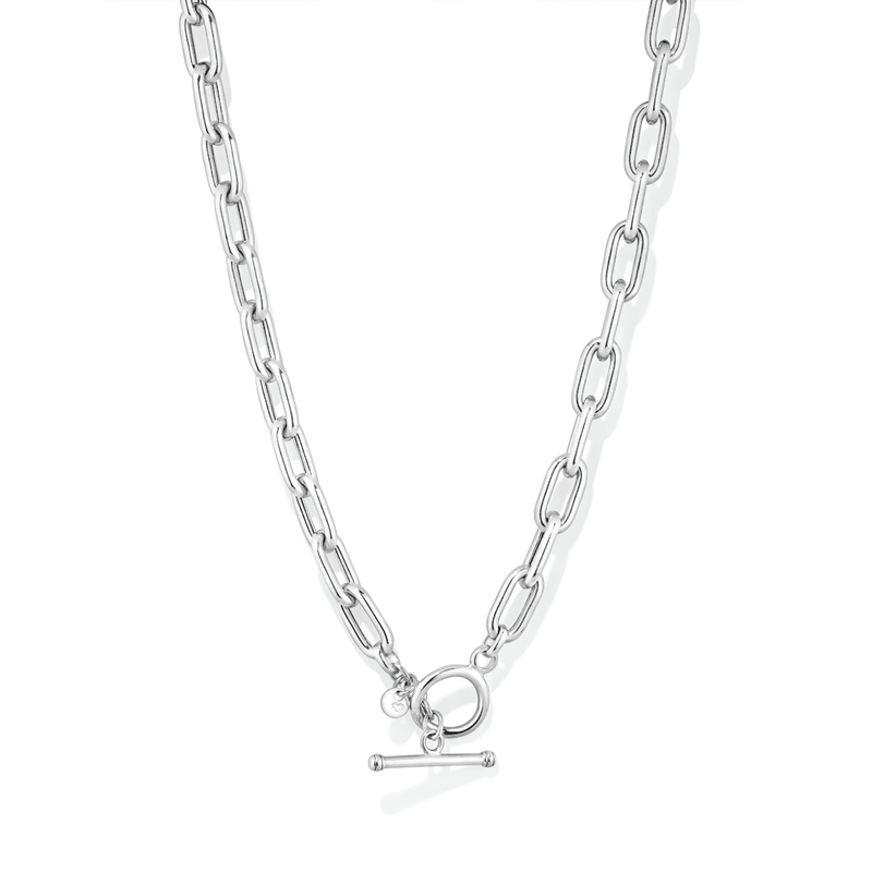 45cm 8mm Width T-Bar Paperclip Necklace in Sterling Silver Necklaces Bevilles 
