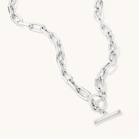 45cm 8mm Width T-Bar Paperclip Necklace in Sterling Silver Necklaces Bevilles 