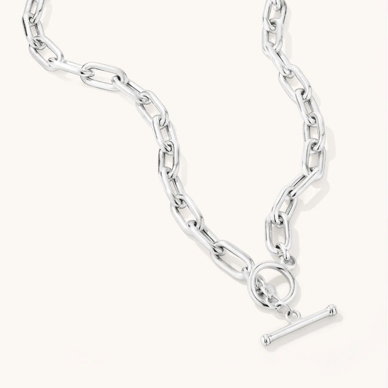 45cm 8mm Width T-Bar Paperclip Necklace in Sterling Silver Necklaces Bevilles 