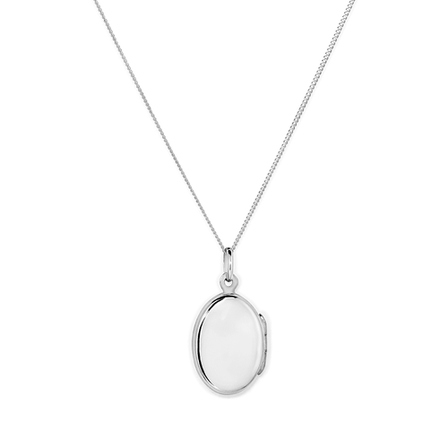 45cm Oval Locket Pendant Necklace in Sterling Silver Necklaces Bevilles 