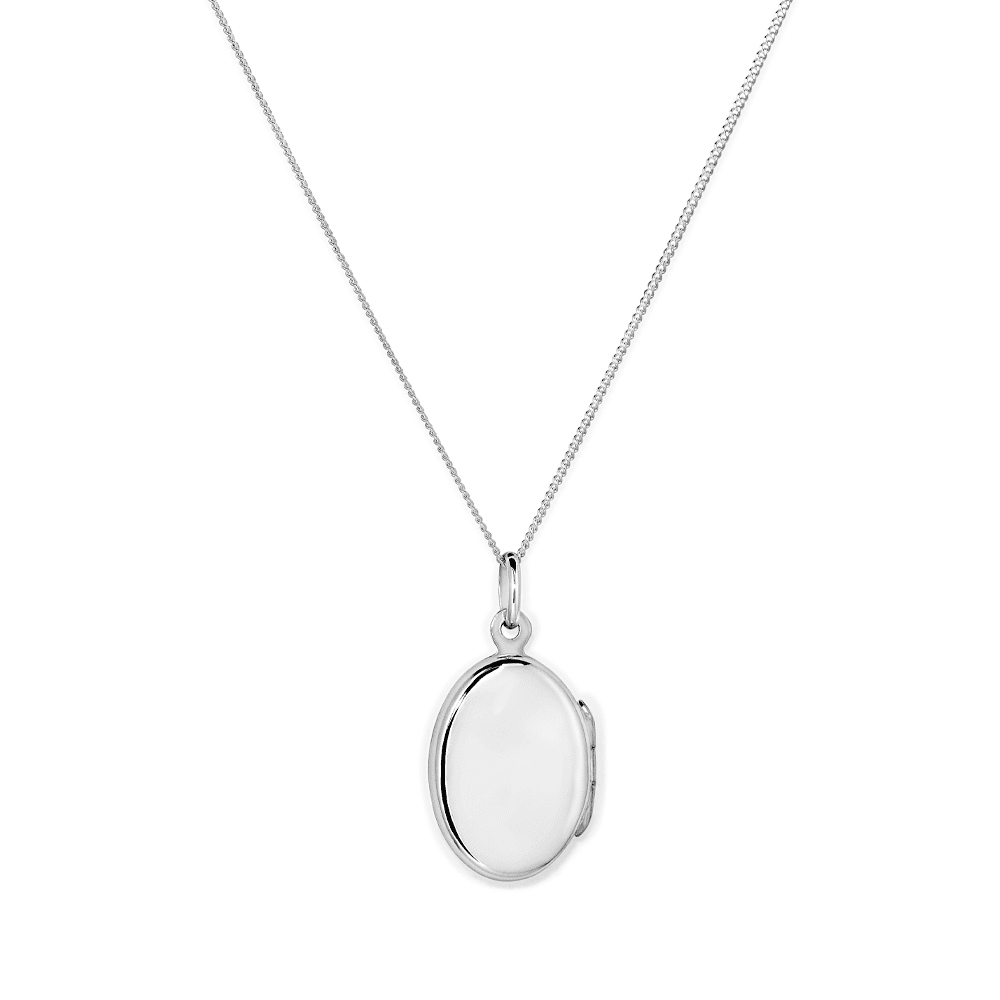 45cm Oval Locket Pendant Necklace in Sterling Silver Pendants Bevilles 