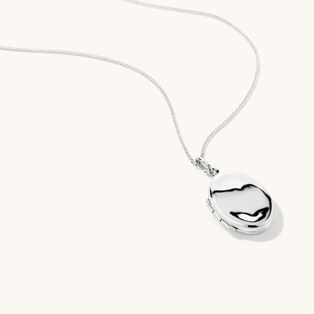 45cm Oval Locket Pendant Necklace in Sterling Silver Necklaces Bevilles 