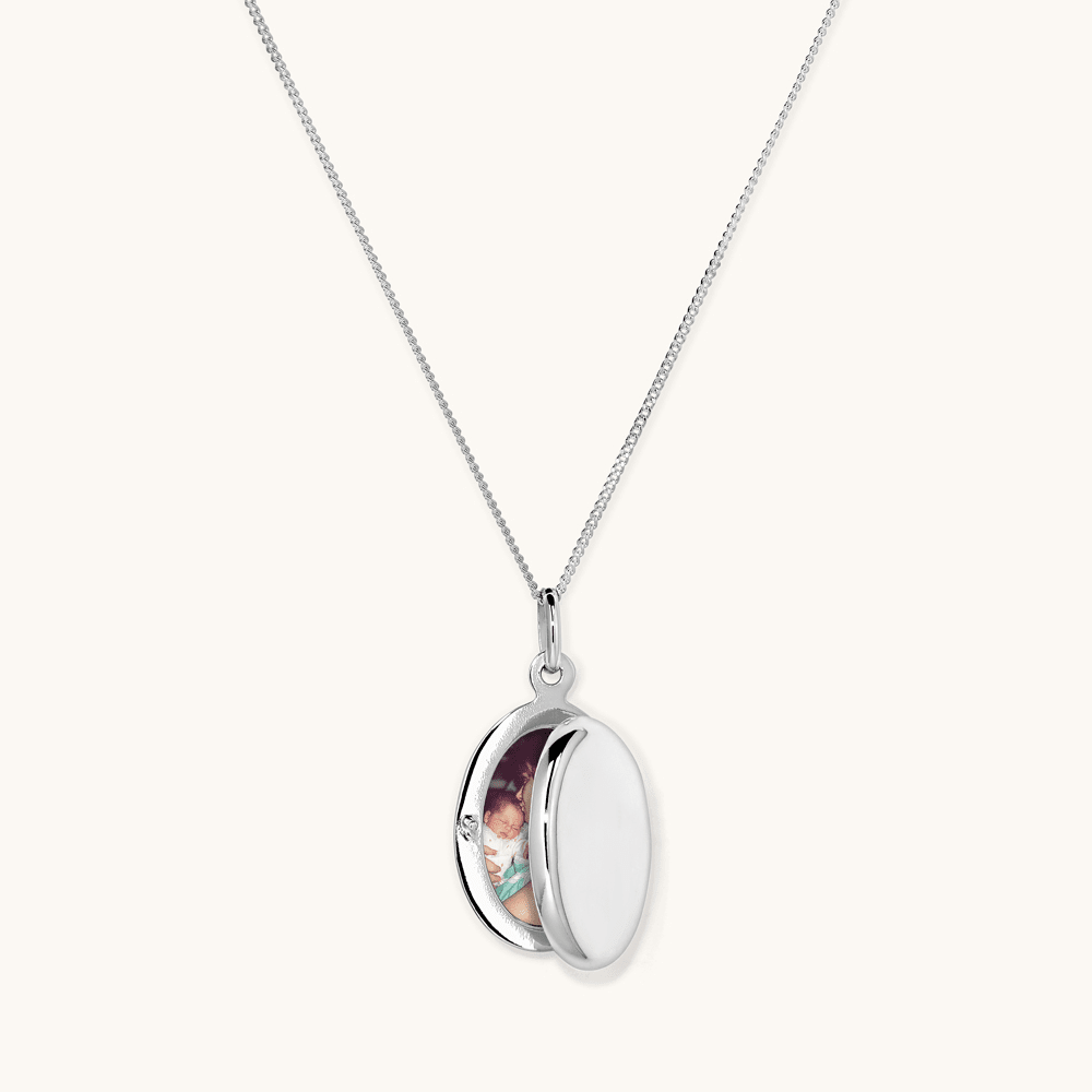 45cm Oval Locket Pendant Necklace in Sterling Silver Necklaces Bevilles 