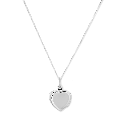 45cm Heart Locket Pendant Necklace in Sterling Silver Necklaces Bevilles 